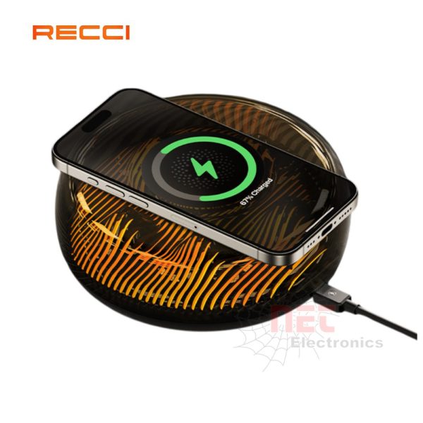 شاحن وايرليس 15W مع اباجورة مضيء 3 درجات RECCI MARS – تصميم عصري وشحن سريع Wireless Charger 15W with Lamp RECCI MARS – Modern design and fast charging