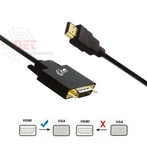 كابل HDMI إلى VGA بطول 1.8 متر عالي الجودة لتوصيل الأجهزة بالشاشات والبروجيكتور High-quality HDMI to VGA 1.8m cable for connecting devices to monitors and projectors