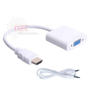 كابل HDMI إلى VGA عالي الجودة لتحويل الإشارة من HDMI إلى VGA بدقة 1080pHigh-quality HDMI to VGA cable for converting HDMI signal to VGA in 1080p resolution