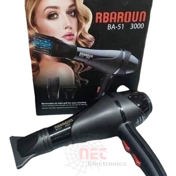 استشوار RBAROUN BA-51 احترافي لتجفيف الشعر – تصميم عصري وقوة عاليةRBAROUN BA-51 Hair Dryer – Professional Blow Dryer for Fast & Smooth Styling