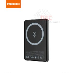 باور بانك ماج سيف 5000mAh Recci ARMOR SERIES بتقنية الشحن المغناطيسيRecci ARMOR SERIES 5000mAh MagSafe Power Bank with magnetic wireless charging