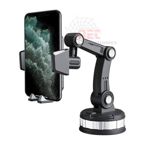 حامل موبايل للتابلوه بذراع ثلاثي للتحكم – تصميم قوي وثابت للسيارة3‑point arm dashboard phone holder – strong and stable car mount design