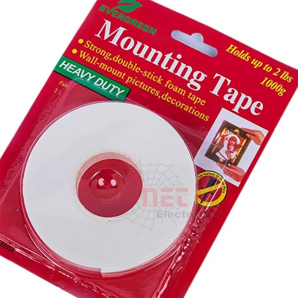 دبل فيس لاصق أبيض SA1190 على كرت مناسب للتثبيت المنزلي والمكتبي بدون مسامير White Double-Sided Adhesive Tape SA1190 on Card – Ideal for Home and Office Use Without Nails