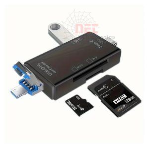 ريدر 6×1 متعدد الاستخدامات لقراءة كروت الذاكرة USB – ريدر كروت عالي السرعة ومتعدد المنافذ6-in-1 Card Reader ATUD-05 – Multi-Card USB Memory Reader with SD, TF, and MicroSD Compatibility