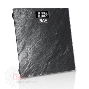 ميزان قدم ديجيتال رخامي RAF بتصميم أنيق ودقة عالية لقياس الوزنRAF Digital Marble Bathroom Scale with elegant design and high precision weight tracking
