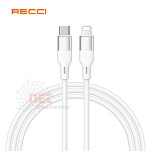 وصلة شحن RECCI Type-C إلى Lightning بتصميم قوي ودعم للشحن السريعRecci Type-C to Lightning Charging Cable with fast charging support and durable design