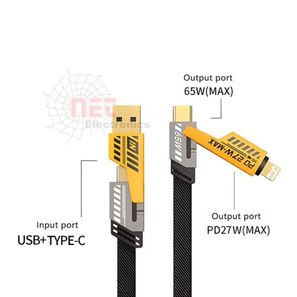 وصلة شحن أنكر 4×1 بقدرة 27 وات متعددة المنافذ – USB وType-C وLightning وMicro USB ANKER 4-in-1 Charging Cable 27W – USB, Type-C, Lightning & Micro USB connectors