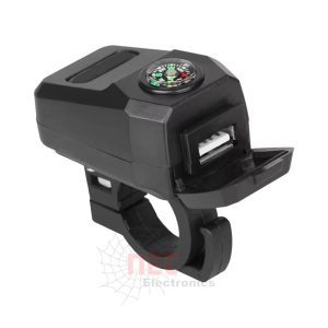 شاحن موتوسيكل USB الأسطورة مزود ببوصلة ومقاوم للماء الإنجليزية: Motorcycle USB Charger with Compass – Waterproof and Durable