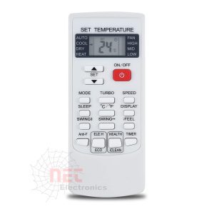 ريموت تكييف يونيون اير UNIONAIRE AUXWhite Unionaire AUX air conditioner remote control with LCD screen and full function buttons – compatible with Unionaire AUX models.