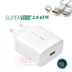 شاحن OPPO SuperVOOC 65W بتقنية الشحن السريع USB Type-C Original OPPO SuperVOOC 65W Fast Charger with USB Type-C Technology