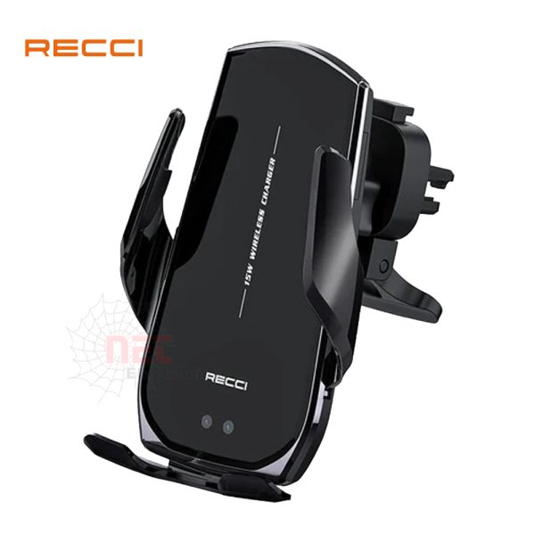 حامل موبايل وشاحن لاسلكي RECCI بدراع متحرك يُثبت على تكييف السيارة RECCI wireless car phone holder and charger with adjustable arm mounted on air vent