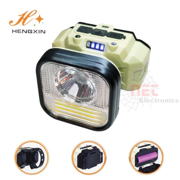 كشاف راس ودراجة HX-825XS من HENGXIN قابل للشحن وتشغيل بالاهتزاز، تصميم عملي ومقاوم للماء HENGXIN HX-825XS Rechargeable Bike and Headlamp with Vibration Activation and Waterproof Design