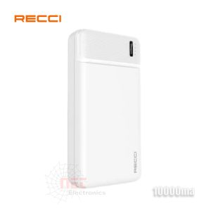 باور بانك RECCI 10000 أبيض شاحن متنقل أصلي سريع الشحنRECCI Power Bank 10000 White Portable Fast Charging Original