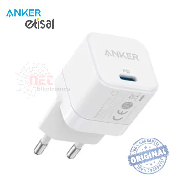 رأس شاحن انكر 20W PD شحن سريع بمنفذ USB-C من ETISAL موديل A2149L23 Anker 20W PD USB-C Fast Charging Adapter by ETISAL – Model A2149L23