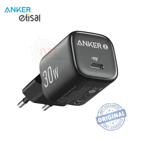 رأس شاحن انكر 30W PD بمنفذ USB-C شحن سريع من ETISAL موديل A2698L11 Anker 30W PD USB-C Fast Charging Adapter by ETISAL – Model A2698L11