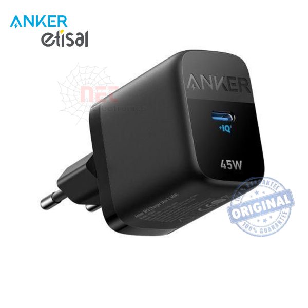 رأس شاحن Anker 45W PD أصلي من Anker Etisal – شحن سريع وآمن عبر USB-COriginal Anker 45W PD Charger from Anker Etisal – Fast and safe USB-C charging adapter