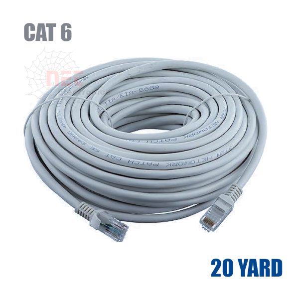 سلك نت CAT6 بطول20 ياردة لوكس بجودة عالية للاتصال بالشبكة والإنترنت السريعHigh-quality CAT6 Ethernet Cable 20 Yards Lux for fast and stable internet connection
