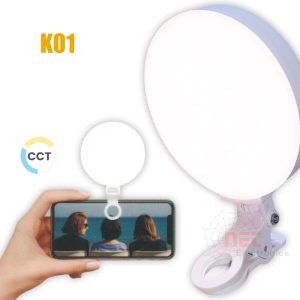 ليد لايت موبايل وكاميرا K01 قابل للشحن بثلاث درجات إضاءة للتصوير الاحترافيLED Light for Mobile and Camera K01 rechargeable with 3 brightness levels for professional photography